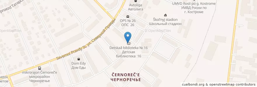 Mapa de ubicacion de Детская библиотека № 16 en Russia, Distretto Federale Centrale, Oblast' Di Kostroma, Костромской Район, Городской Округ Кострома.