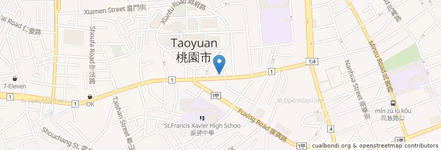 Mapa de ubicacion de 佑專火鍋 en 臺灣, 桃園市, 桃園區.