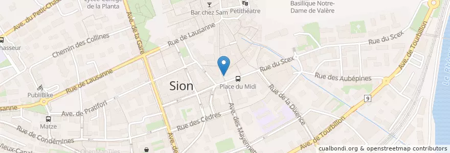 Mapa de ubicacion de Le Boulevard en 스위스, Valais/Wallis, Sion, Sion.