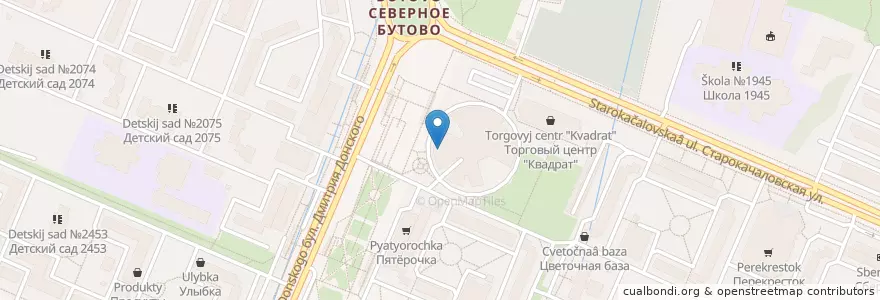 Mapa de ubicacion de Шоколадница en Rusland, Centraal Federaal District, Moskou, Юго-Западный Административный Округ, Район Северное Бутово.