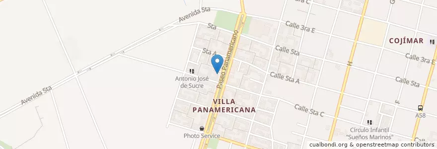 Mapa de ubicacion de Correo Villa Panamericana en Kuba, Havanna, Habana Del Este.