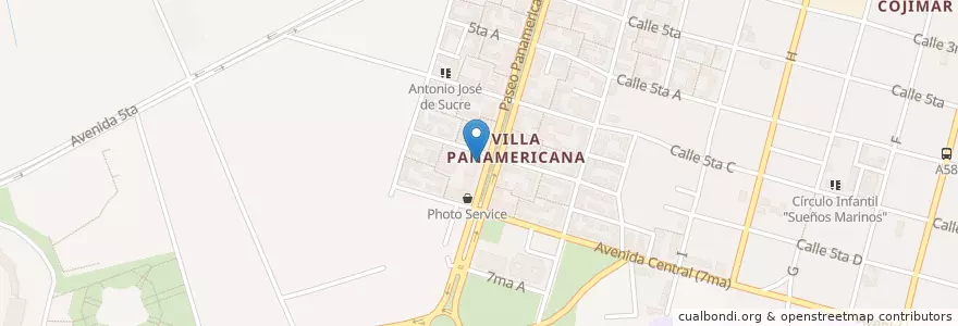 Mapa de ubicacion de Pizzería Allegro en 쿠바, La Habana, Habana Del Este.