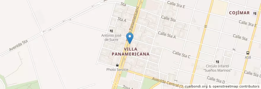 Mapa de ubicacion de La Pampa en کوبا, La Habana, Habana Del Este.