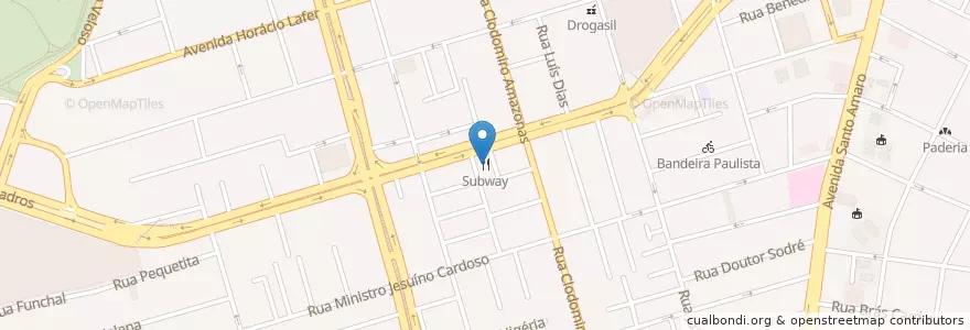Mapa de ubicacion de Subway en Brasil, Región Sudeste, San Pablo, Região Geográfica Intermediária De São Paulo, Região Metropolitana De São Paulo, Região Imediata De São Paulo, San Pablo.