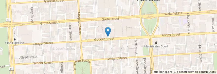Mapa de ubicacion de Krispy Kreme Gouger Street en 오스트레일리아, South Australia, Adelaide, Adelaide City Council.