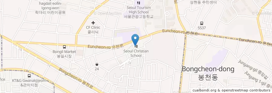 Mapa de ubicacion de 밥죤스신학교 en 韩国/南韓, 首尔, 冠岳區, 은천동.