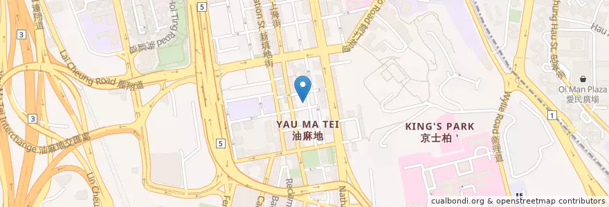 Mapa de ubicacion de 興記菜館 Hing Kee Restaurant en China, Cantão, Hong Kong, Kowloon, Novos Territórios, 油尖旺區 Yau Tsim Mong District.