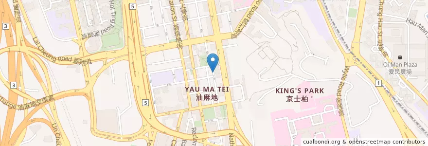 Mapa de ubicacion de 四季煲仔飯 Four Season en Çin, Guangdong, Hong Kong, Kowloon, Yeni Bölgeler, 油尖旺區 Yau Tsim Mong District.