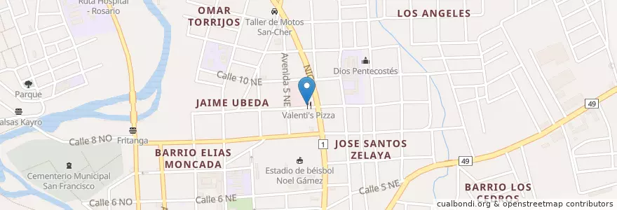 Mapa de ubicacion de Valenti's Pizza en Nicaragua, Estelí, Estelí (Municipio), Estelí.