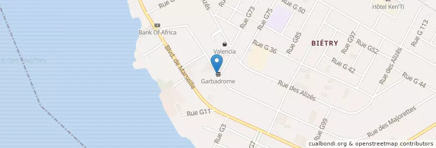 Mapa de ubicacion de Garbadrome en 코트디부아르, 아비장, Marcory.