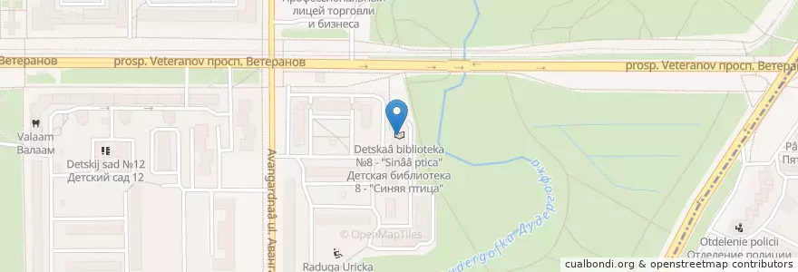 Mapa de ubicacion de Детская библиотека №8 - "Синяя птица" en Russland, Föderationskreis Nordwest, Oblast Leningrad, Sankt Petersburg, Красносельский Район, Округ Урицк.