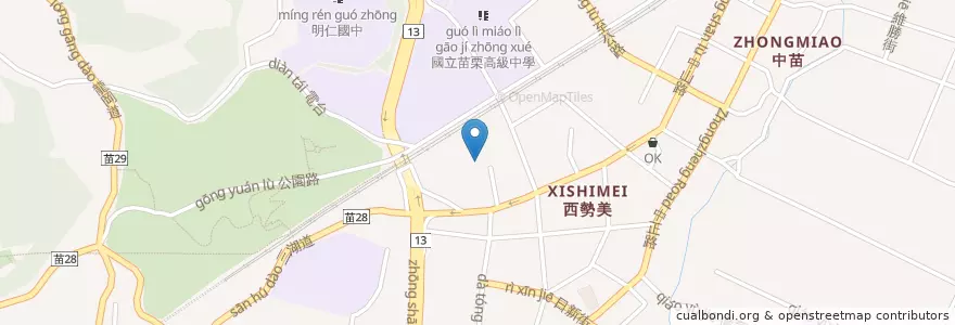 Mapa de ubicacion de 西勢美 en تايوان, مقاطعة تايوان, 苗栗縣, 苗栗市.