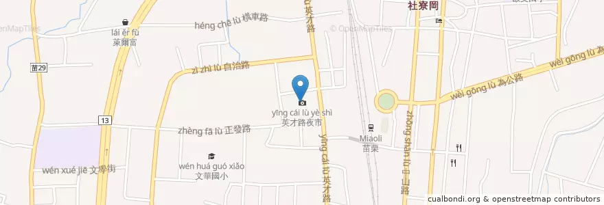 Mapa de ubicacion de 英才路夜市 en 台湾, 台湾省, 苗栗県, 苗栗市.