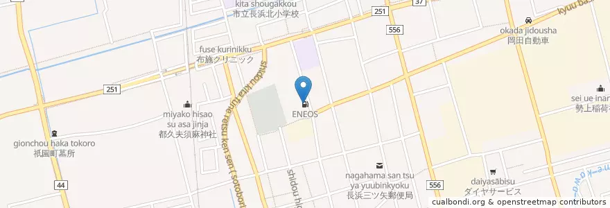 Mapa de ubicacion de ENEOS en Japan, Präfektur Shiga, 長浜市.