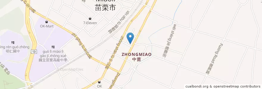 Mapa de ubicacion de 臺灣銀行 en 臺灣, 臺灣省, 苗栗縣, 苗栗市.