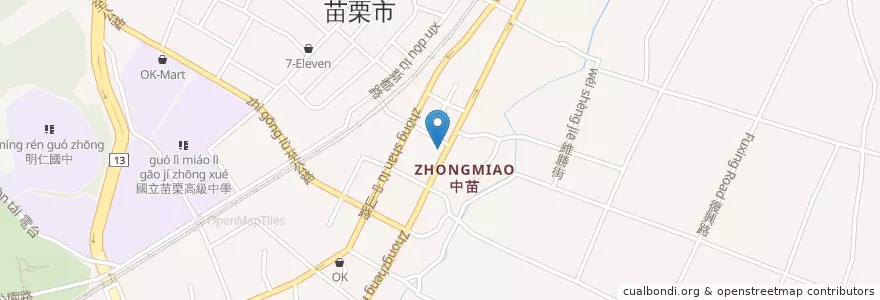 Mapa de ubicacion de 中苗郵局 en 臺灣, 臺灣省, 苗栗縣, 苗栗市.