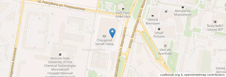 Mapa de ubicacion de 36,6 en Rusland, Centraal Federaal District, Moskou, Западный Административный Округ, Район Тропарёво-Никулино.