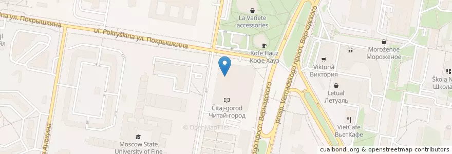 Mapa de ubicacion de Теремок en Rússia, Distrito Federal Central, Москва, Западный Административный Округ, Район Тропарёво-Никулино.