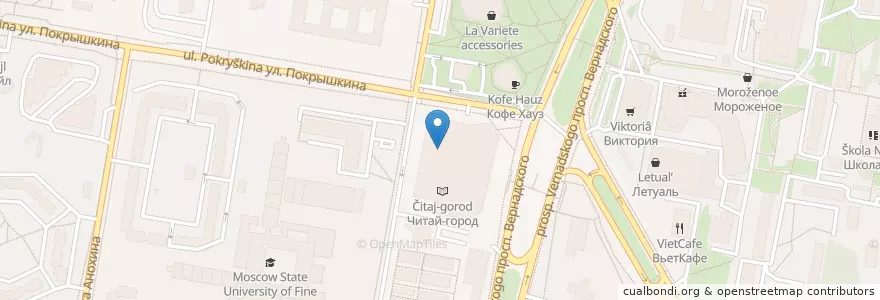 Mapa de ubicacion de Дамасбург en 러시아, Центральный Федеральный Округ, Москва, Западный Административный Округ, Район Тропарёво-Никулино.