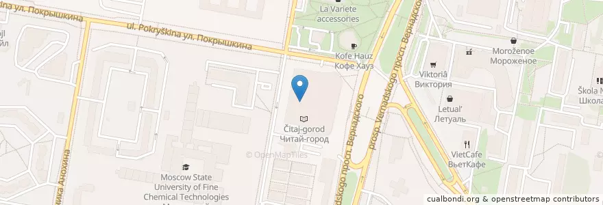 Mapa de ubicacion de Гриль хаус en Rusland, Centraal Federaal District, Moskou, Западный Административный Округ, Район Тропарёво-Никулино.