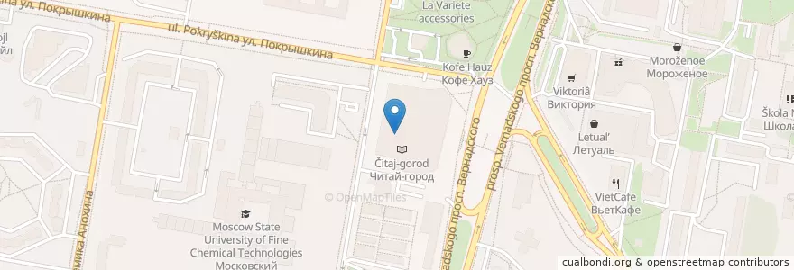 Mapa de ubicacion de KFC en Rússia, Distrito Federal Central, Москва, Западный Административный Округ, Район Тропарёво-Никулино.