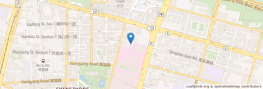 Mapa de ubicacion de 台大醫院兒醫停車場 en 臺灣, 新北市, 臺北市, 中正區.