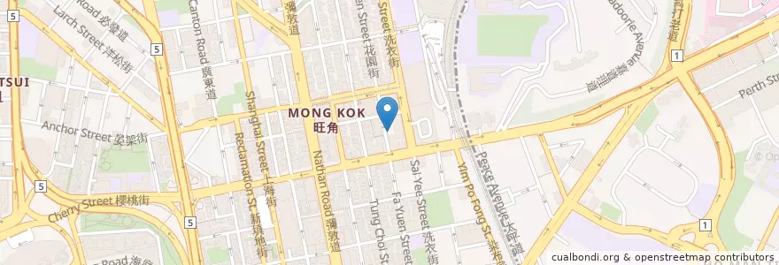 Mapa de ubicacion de 富記粥品 Fuk Kee Congee en 중국, 광둥성, 홍콩, 가우룽, 신제, 油尖旺區 Yau Tsim Mong District.