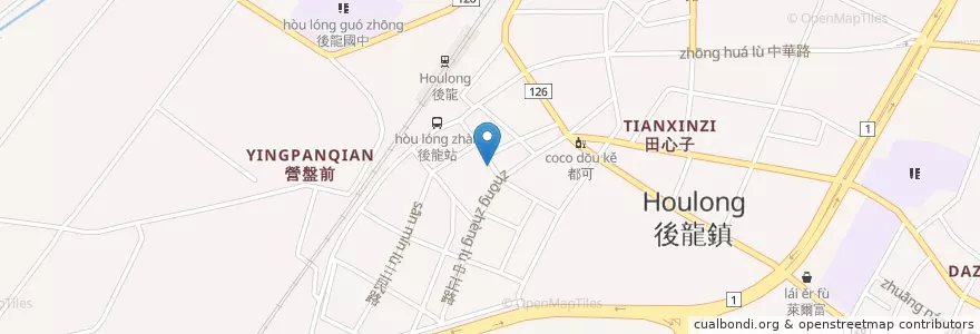 Mapa de ubicacion de 阿水飯店 en 타이완, 타이완성, 먀오리 현, 허우룽진.
