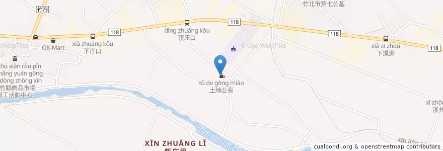 Mapa de ubicacion de 土地公廟 en 타이완, 타이완성, 신주 현, 주베이 시.
