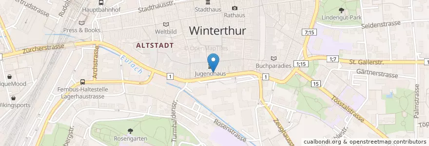 Mapa de ubicacion de Türmlihuus en Svizzera, Zurigo, Bezirk Winterthur, Winterthur.