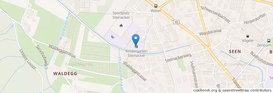 Mapa de ubicacion de Kindergarten Steinacker en Schweiz/Suisse/Svizzera/Svizra, Zürich, Bezirk Winterthur, Winterthur.