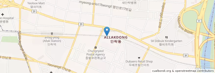 Mapa de ubicacion de 안락동 en 대한민국, 부산, 동래구, 안락동.