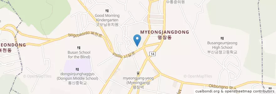 Mapa de ubicacion de 명장동 en 韩国/南韓, 釜山, 東萊區, 명장동.