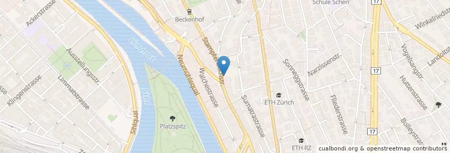 Mapa de ubicacion de Pilgerbrunnen en İsviçre, Zürih, Bezirk Zürich, Zürich.