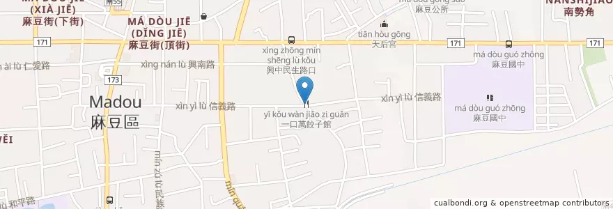 Mapa de ubicacion de 一口萬餃子館 en Taiwan, Tainan, Madou District.