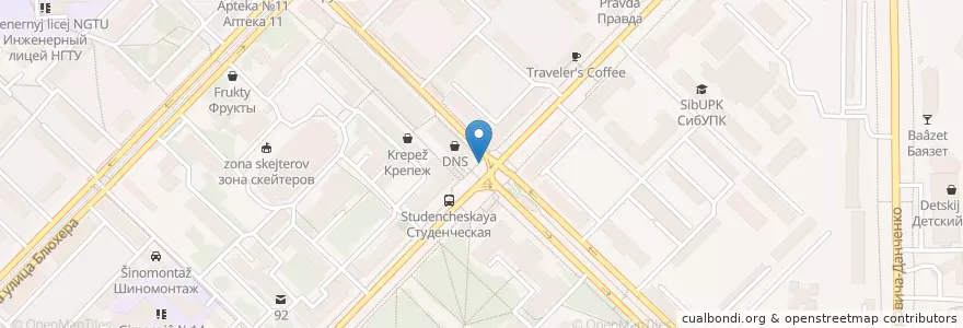 Mapa de ubicacion de Точка кофе en روسیه, Сибирский Федеральный Округ, استان نووسیبیرسک, Городской Округ Новосибирск.