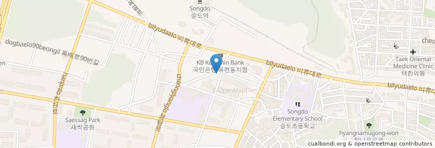 Mapa de ubicacion de 옥련1동주민센터 en Zuid-Korea, 인천, 연수구, 옥련동.