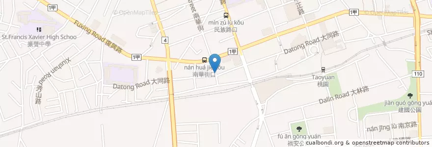 Mapa de ubicacion de 心開素食坊 en Taiwan, 桃園市, 桃園區.