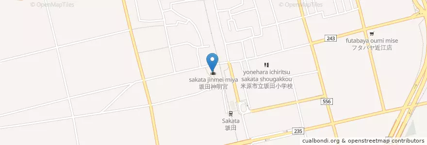 Mapa de ubicacion de 坂田神明宮 en 日本, 滋賀県, 米原市.