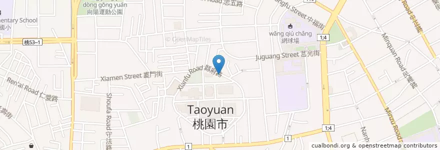 Mapa de ubicacion de 桃園區免費公車總站 en 타이완, 타오위안 시, 타오위안 구.