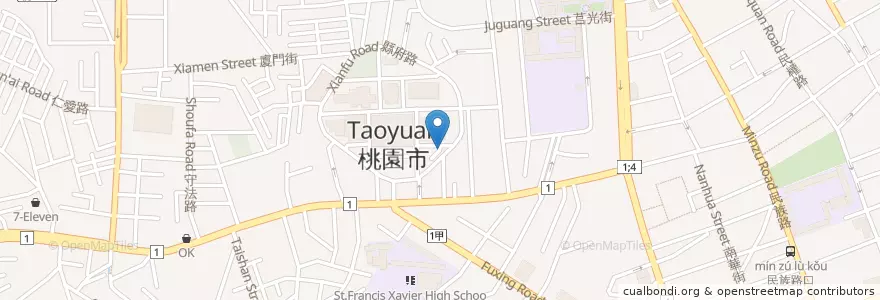 Mapa de ubicacion de 府前地下停車場 en Tayvan, 桃園市, 桃園區.