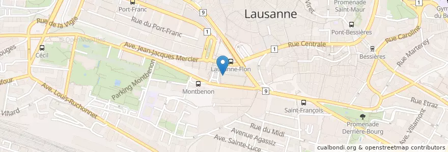 Mapa de ubicacion de Kony Bubble Tea Taïwan en Швейцария, Во, District De Lausanne, Lausanne.