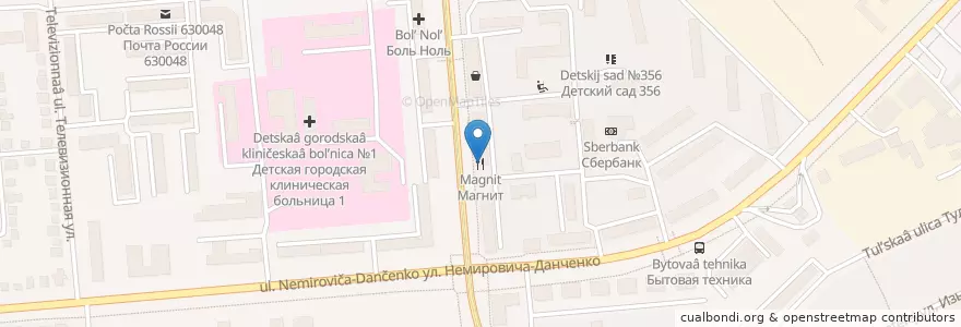 Mapa de ubicacion de Магнит en Rusya Federasyonu, Сибирский Федеральный Округ, Novosibirsk Oblastı, Городской Округ Новосибирск.