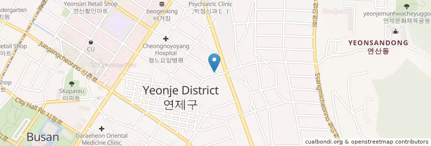 Mapa de ubicacion de Yeonje-gu en South Korea, Busan, Yeonje-Gu, Yeonsan-Dong.