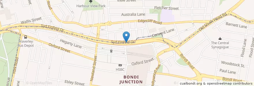 Mapa de ubicacion de Waverley-Woollahra SES en Australia, New South Wales, Waverley Council, Sydney.