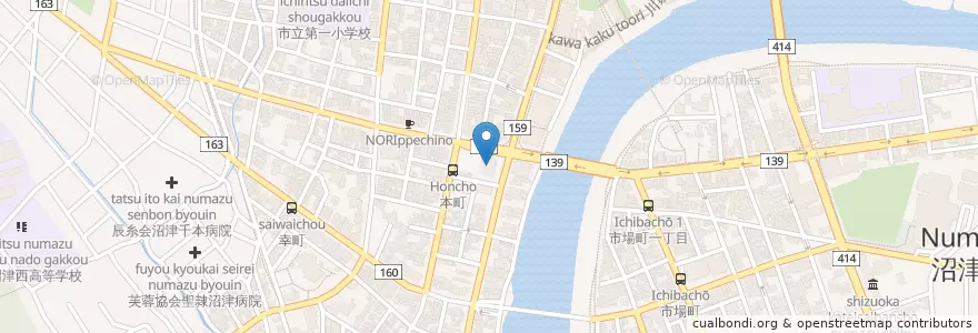 Mapa de ubicacion de スルガ銀行本店営業部 en 일본, 시즈오카현, 沼津市.