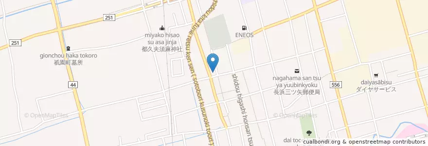 Mapa de ubicacion de 昭和シェル en Japão, 滋賀県, 長浜市.