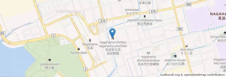 Mapa de ubicacion de 長浜市立長浜幼稚園 en Jepun, 滋賀県, 長浜市.