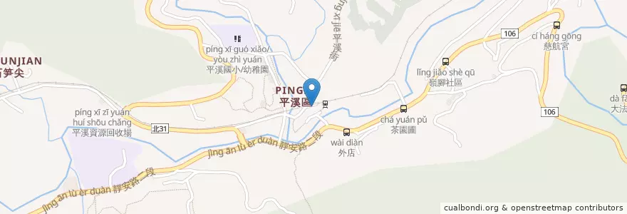 Mapa de ubicacion de 平溪鄉農會 en تايوان, تايبيه الجديدة, 平溪區.