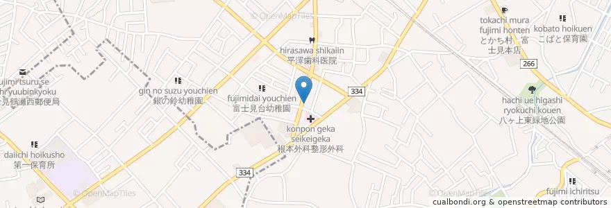 Mapa de ubicacion de ハミングバード薬局 en 일본, 사이타마현, 入間郡, 富士見市.